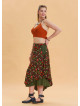 Green Casual Skirt with Elastic Waist and Tie Detail 4521